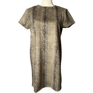 She and Sky Dress Size Medium in Brown and Black Snake Print Short Sleeves New